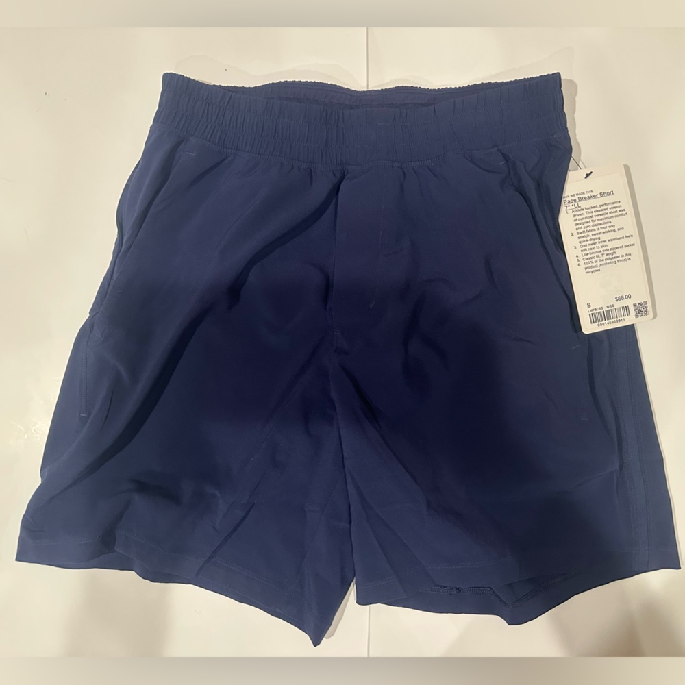 Lululemon Pace Breaker 7” Linerless Shorts Men’s Small Blue NWT